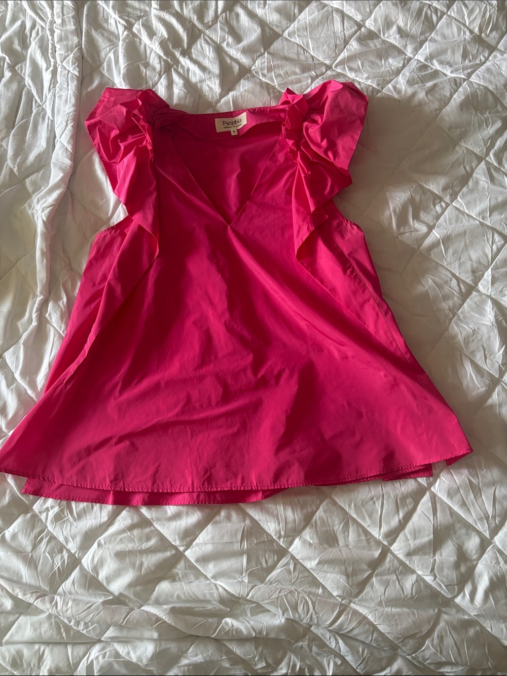 Pippa & Julie Hot Pink Ruffle Sleeve V-Neck Camisole